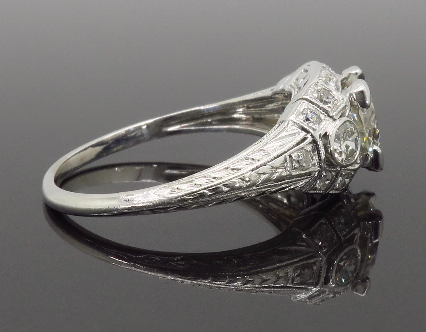 Vintage Platinum 1.40 Carat Diamond Engagement Ring 1