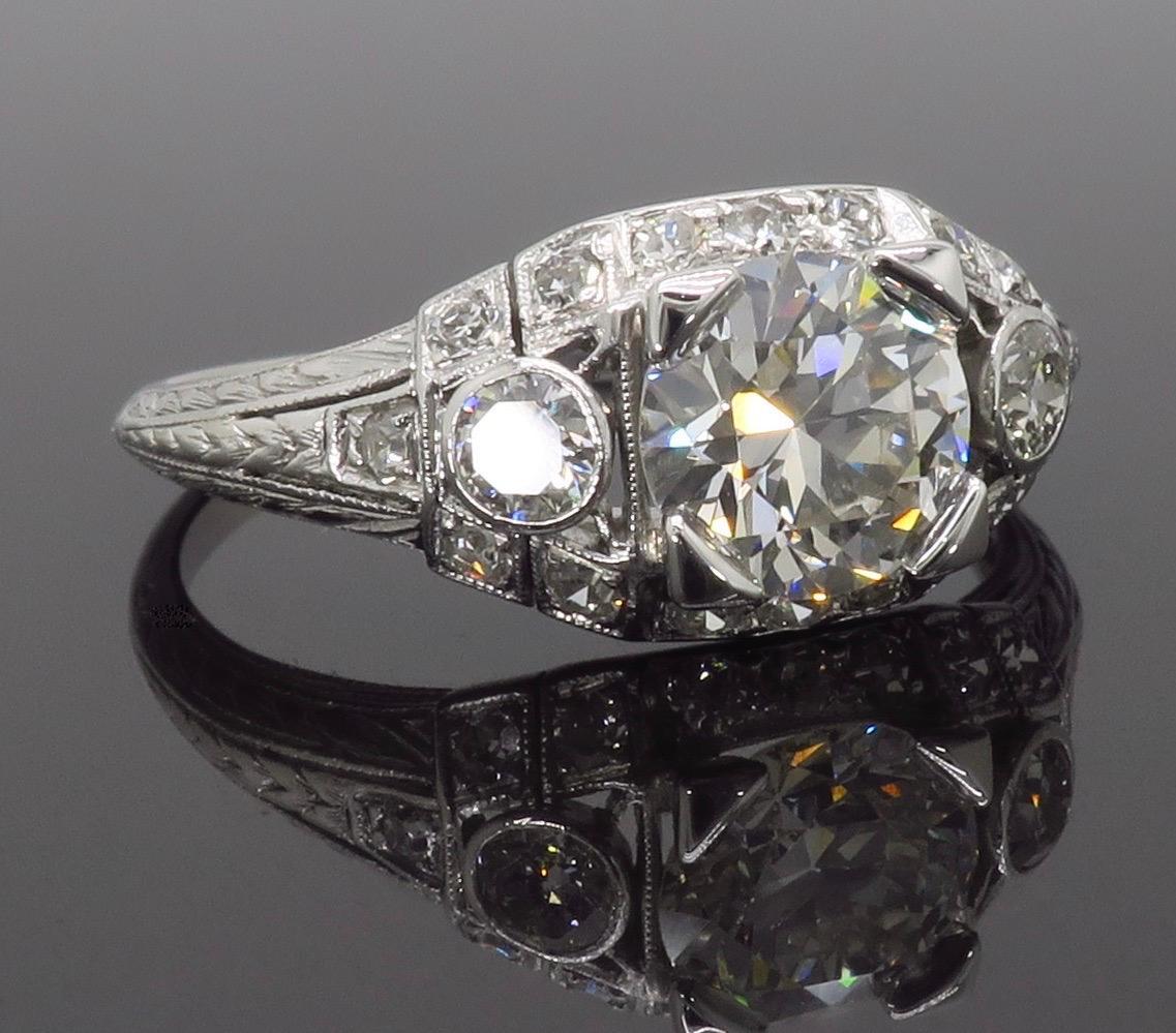 Vintage Platinum 1.40 Carat Diamond Engagement Ring 2