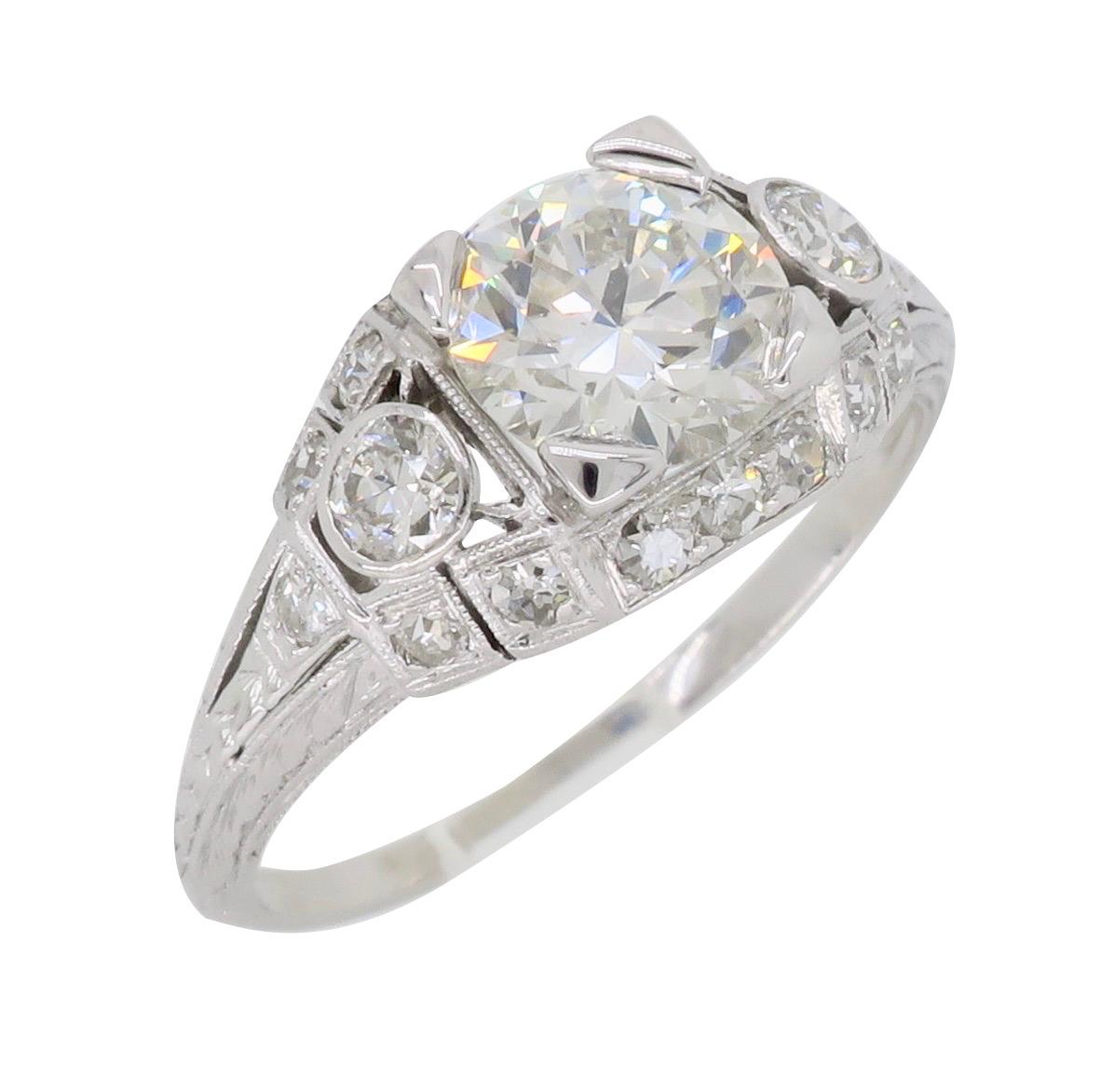 Vintage Platinum 1.40 Carat Diamond Engagement Ring 4