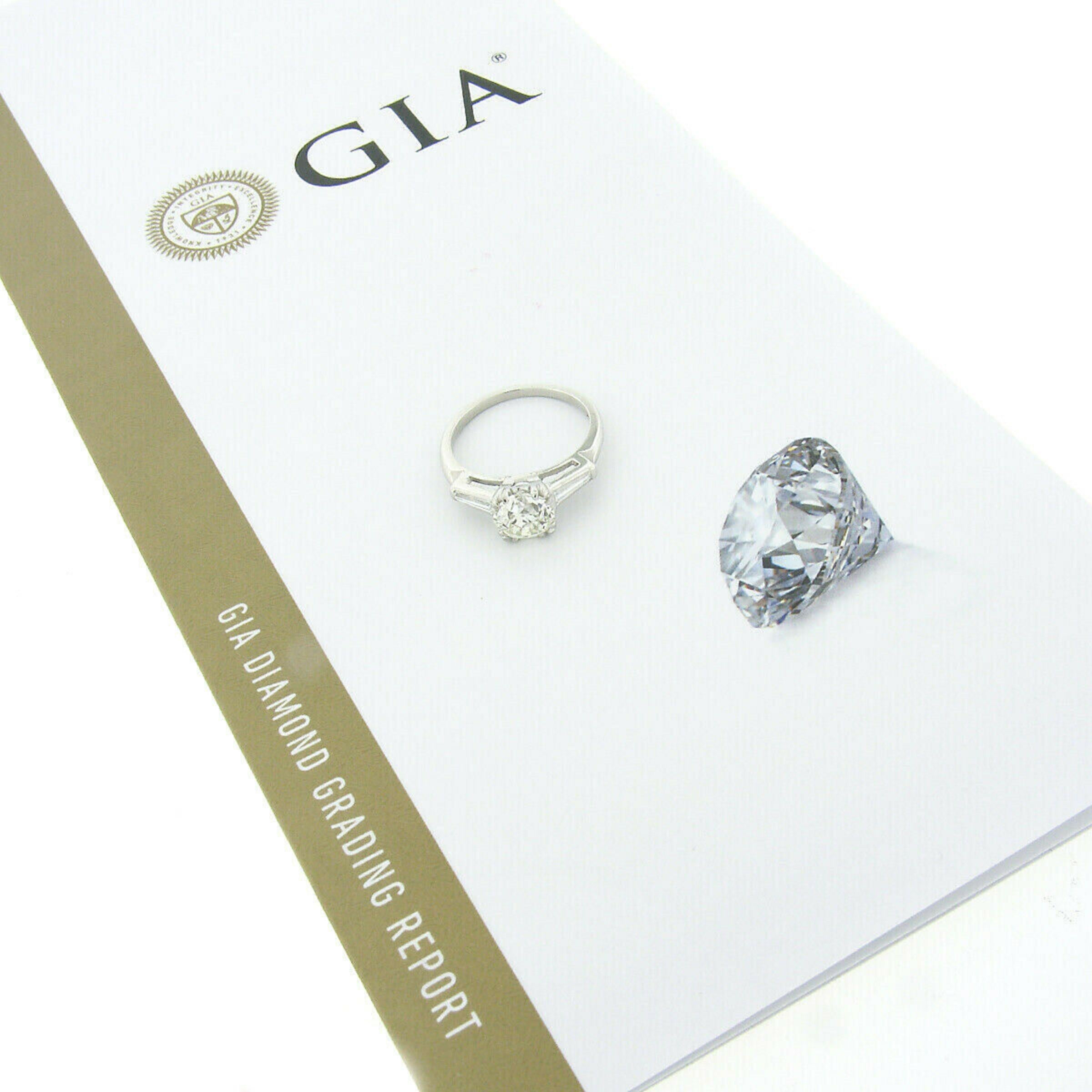 Vintage Platinum 1.40ct GIA Old European Cut Diamond Solitaire Engagement Ring 6