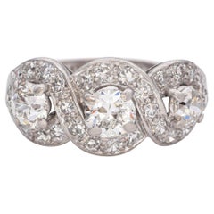 Vintage Platinum 1.46 TCW Diamond Swirl Band Ring