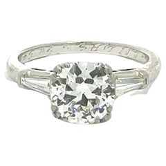 Vintage Platinum 1.56ct GIA Certified Circular Diamond Solitaire Engagement Ring