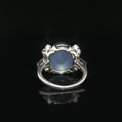 Vintage Platinum 15.97ctw GIA Sharp Star Blue Sapphire Baguette Diamond Ring