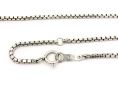 Vintage Platinum 16" 1.5mm Box Link Chain Necklace w/ Spring Ring Clasp