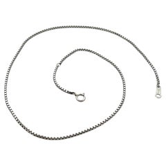 Vintage Platinum 16" 1.5mm Box Link Chain Necklace w/ Spring Ring Clasp