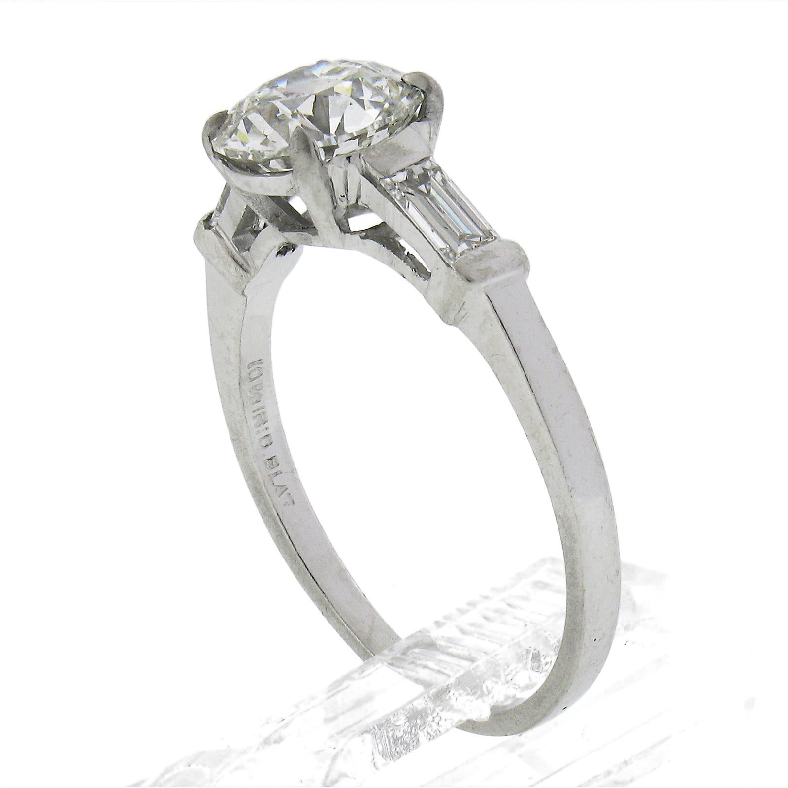 Vintage Platinum 1.63ct GIA Certified Circular Diamond Solitaire Engagement Ring For Sale 4