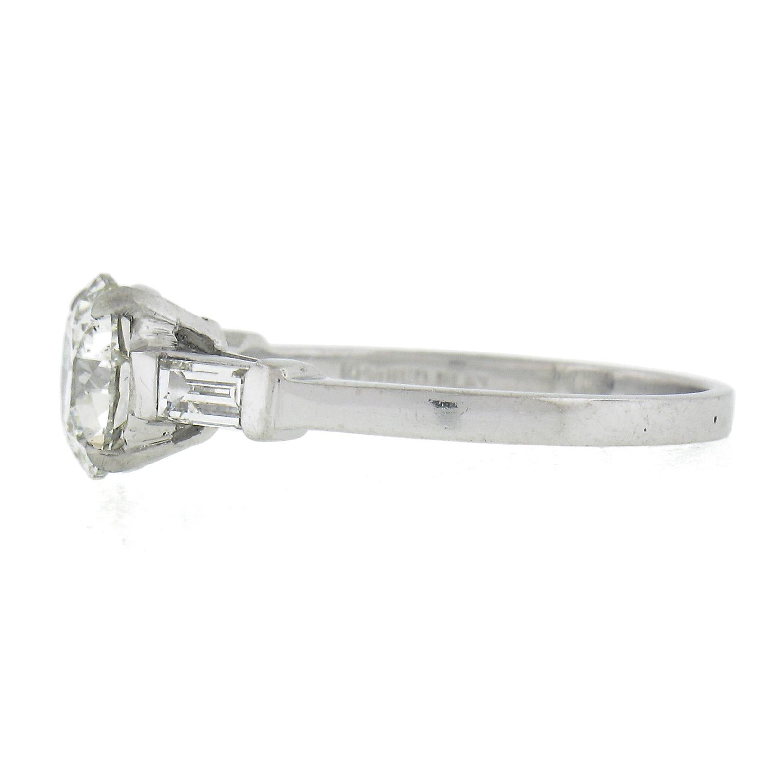 Vintage Platinum 1.63ct GIA Certified Circular Diamond Solitaire Engagement Ring For Sale 1
