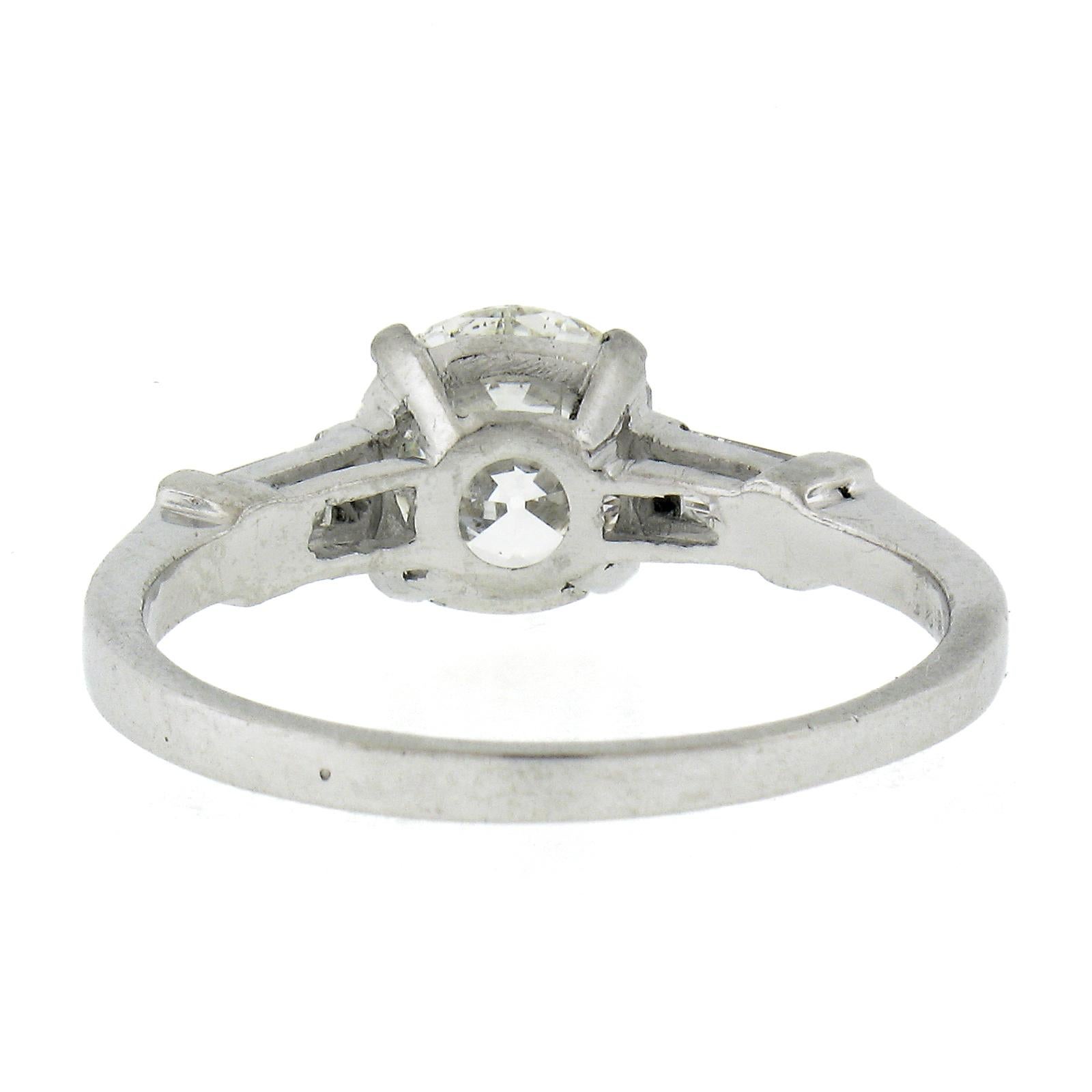 Vintage Platinum 1.63ct GIA Certified Circular Diamond Solitaire Engagement Ring For Sale 2