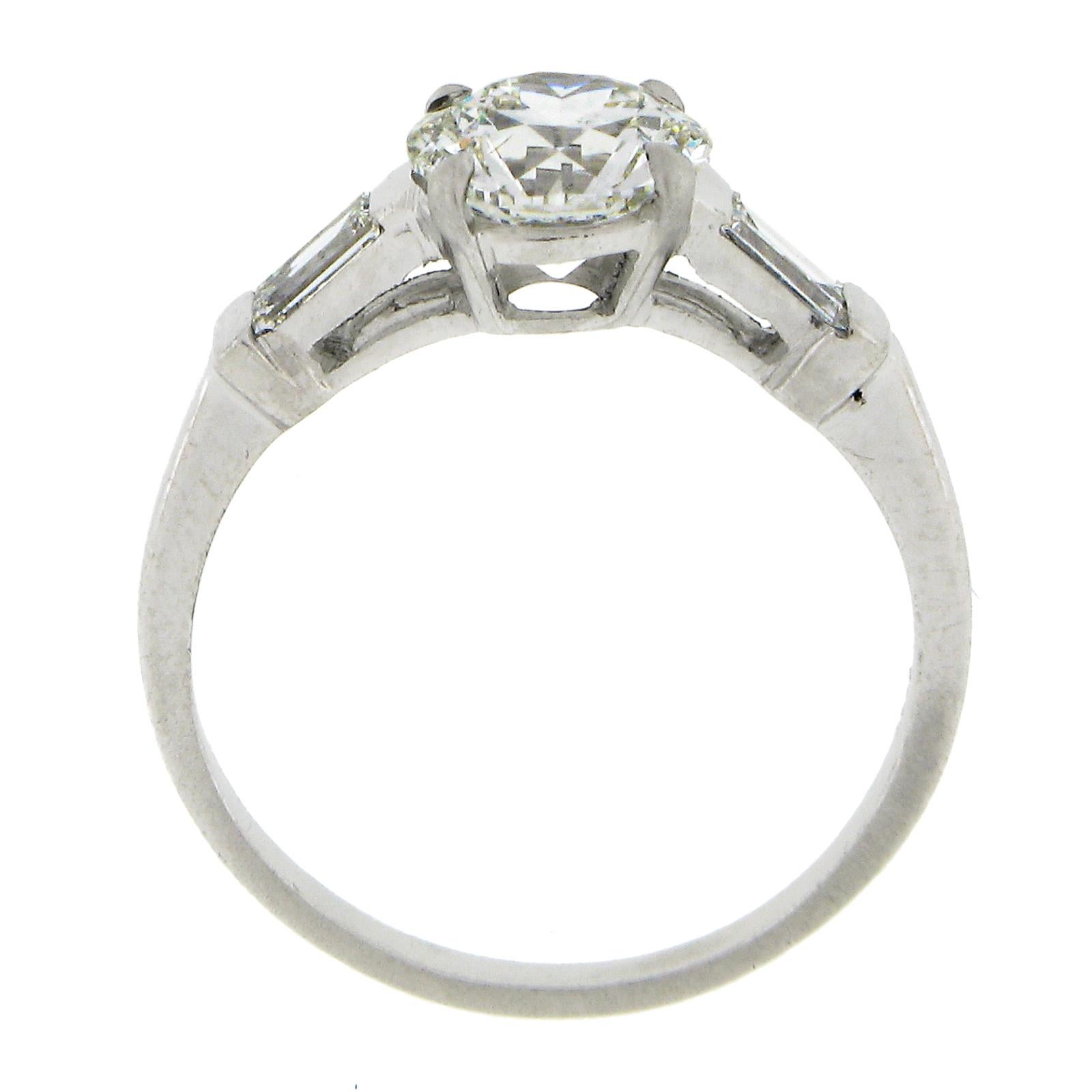 Vintage Platinum 1.63ct GIA Certified Circular Diamond Solitaire Engagement Ring For Sale 3