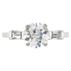 Vintage Platinum 1.63ct GIA Certified Circular Diamond Solitaire Engagement Ring
