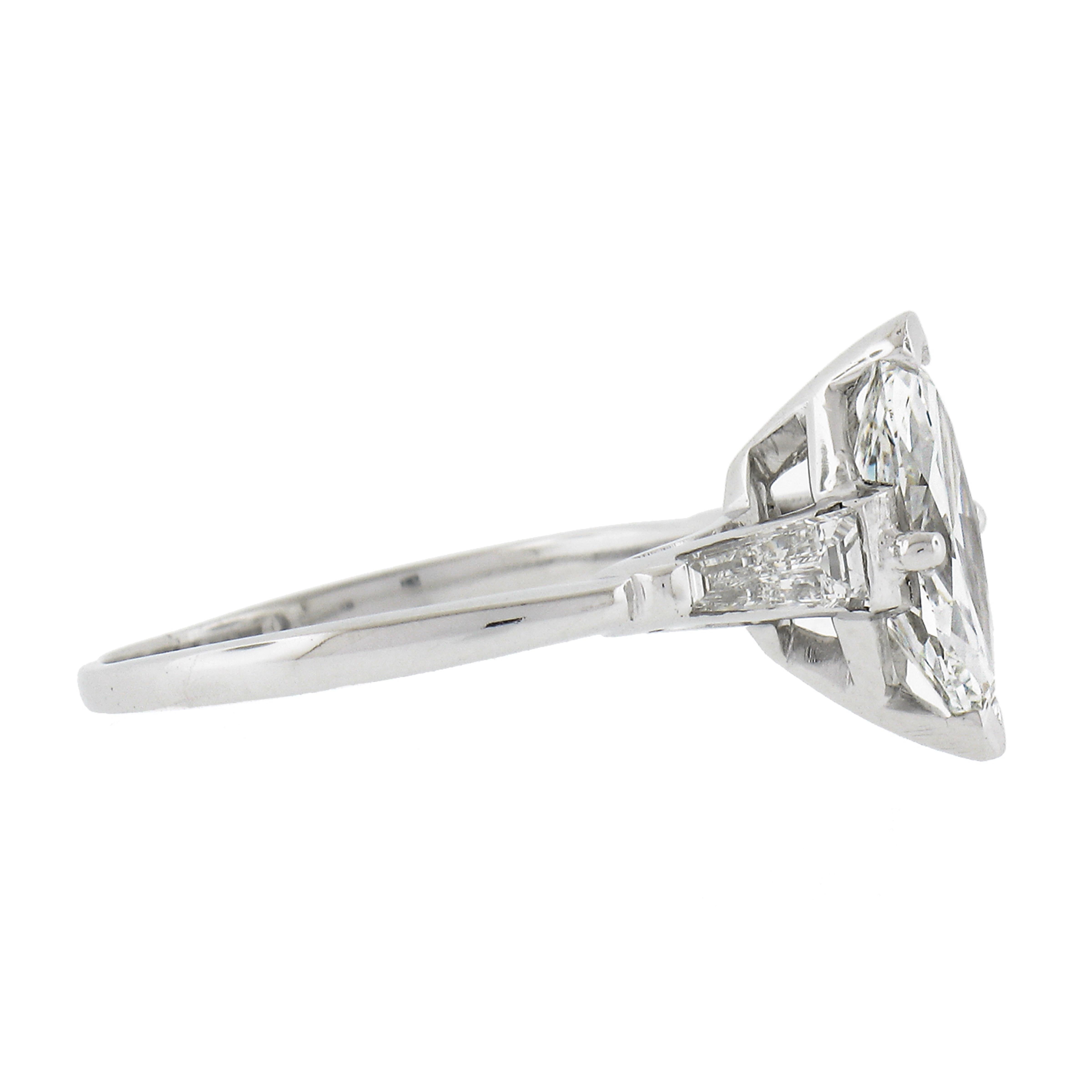Verlobungsring, Vintage Platin 1,64 Karat Gia Marquise Diamant Baguette-Akzente, Vintage Damen