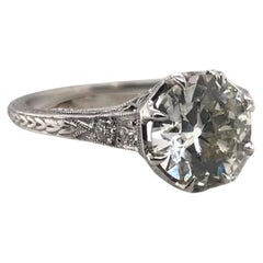 Vintage Platinum 1.69 Carat Old European Cut Solitaire Engagement Ring