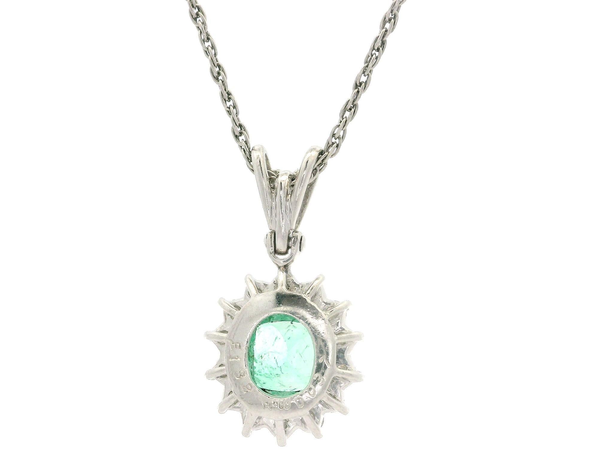 Vintage Platin 1,69ctw kolumbianischen Smaragd w / Diamant Halo Anhänger 16