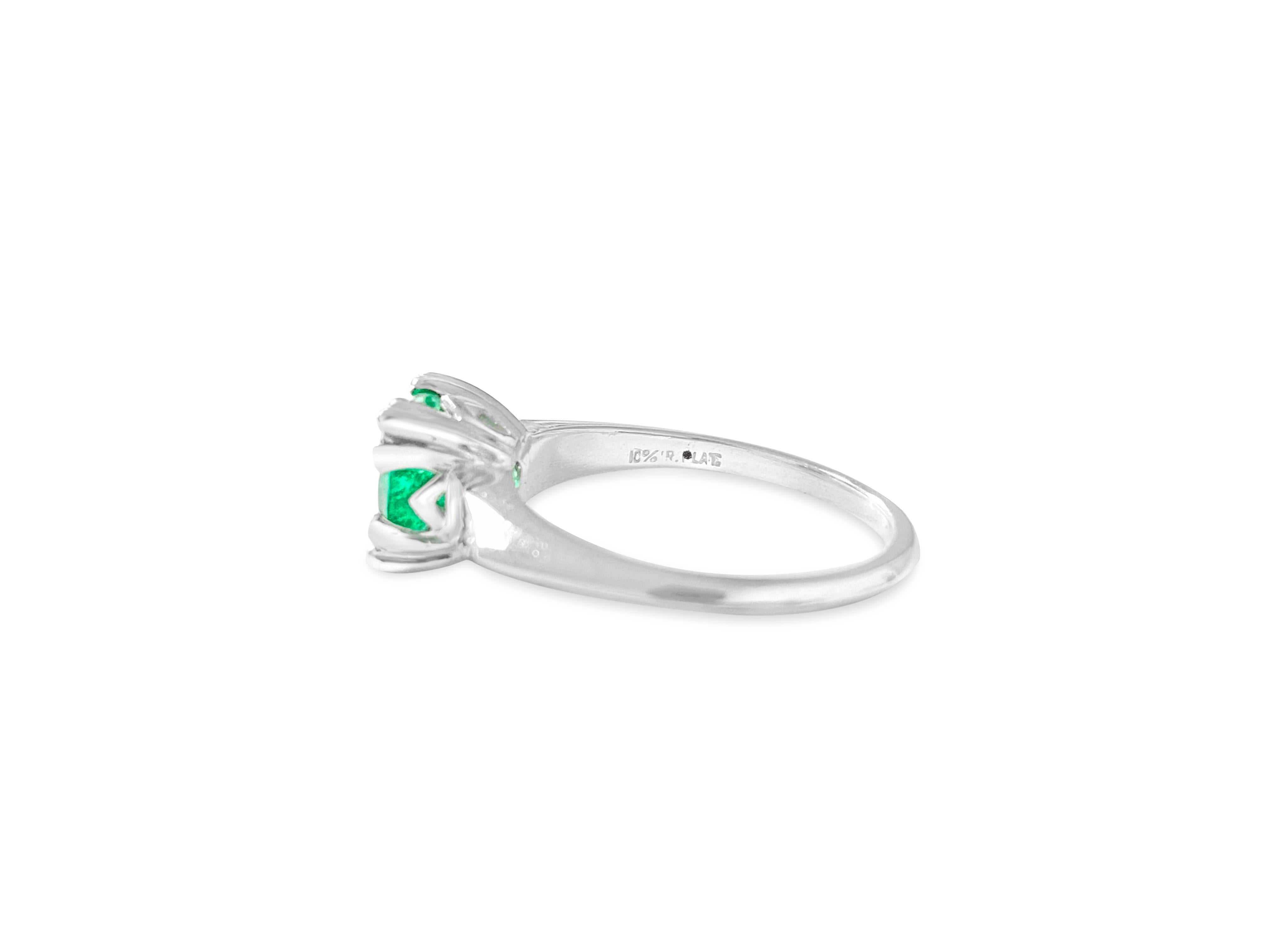 Women's Vintage Platinum, 1.76 Carat Diamond & Emerald Ring For Sale