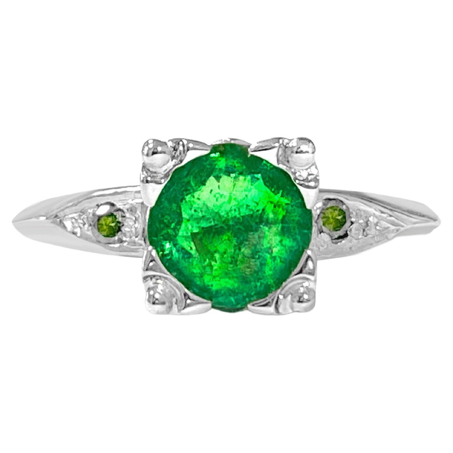EDWARDIAN Emerald diamond platinum ring at 1stDibs edwardian emerald