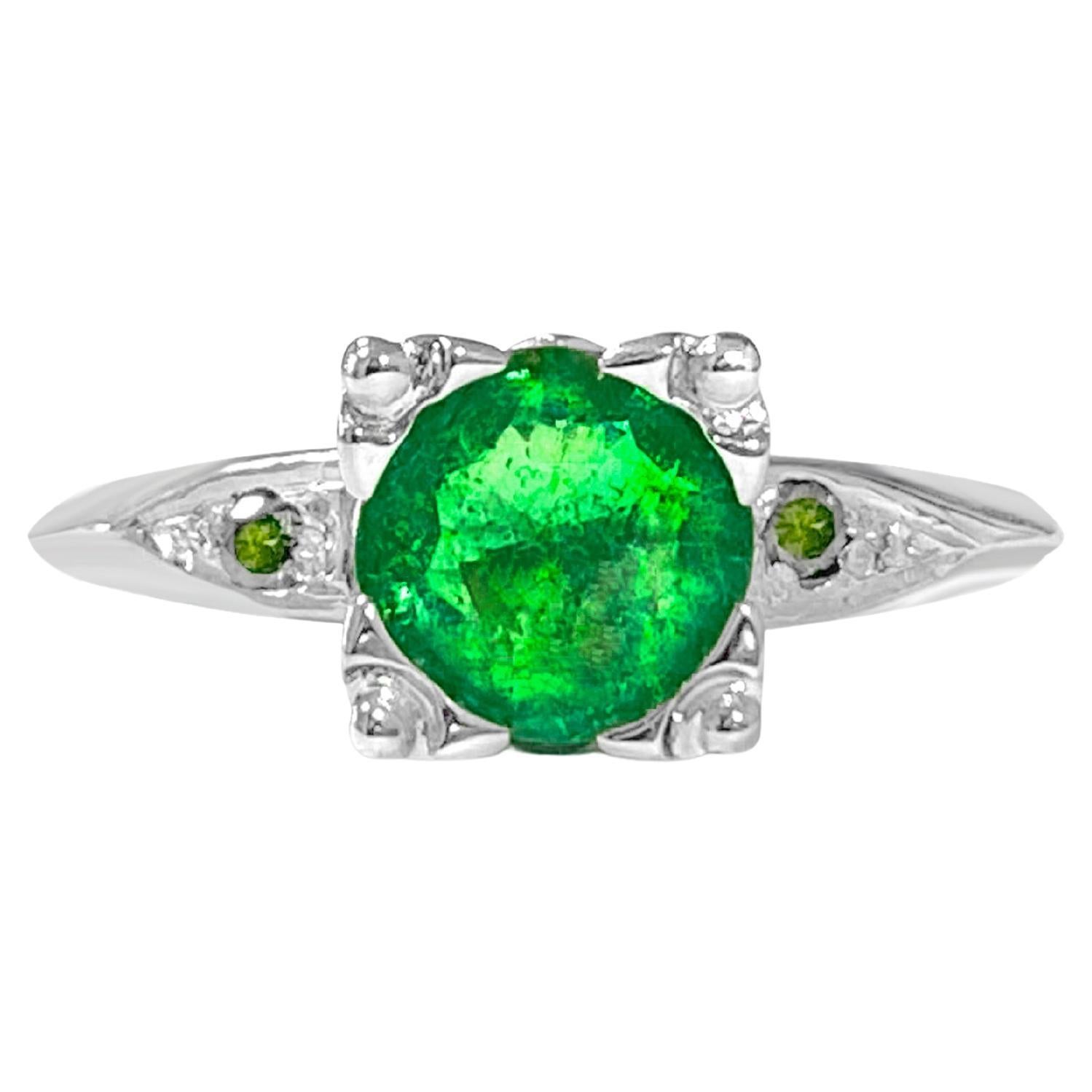 Platin-Ring aus Platin, 1,76 Karat Diamant und Smaragd