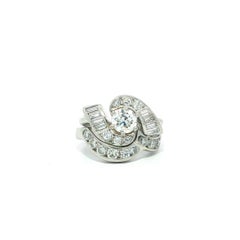Vintage Platinum 1.86ctw Old Diamond Swirl Engagement w/ Custom Band Ring