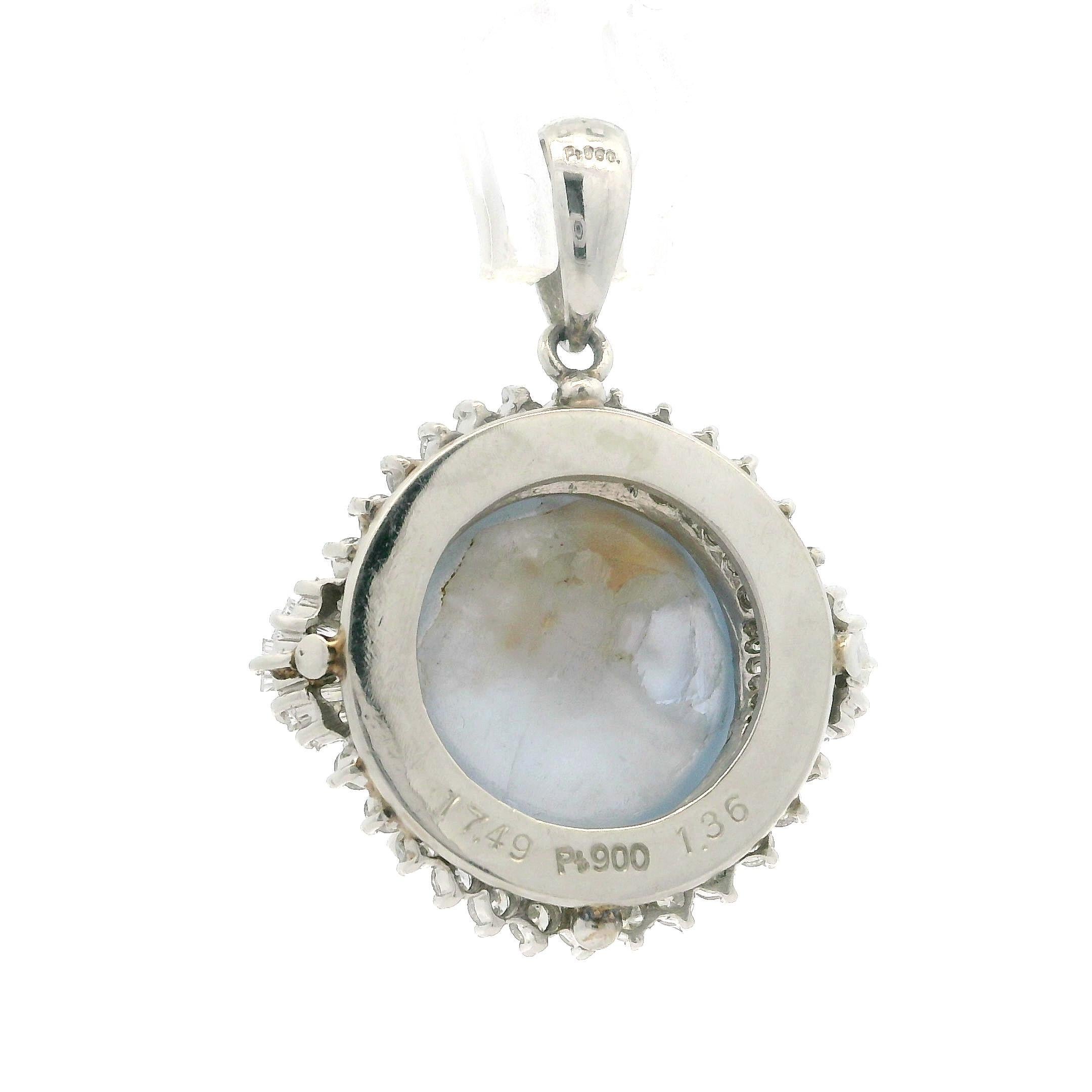 --Stone(s):--
(1) Natural Genuine Star Sapphire - Round Cabochon Cut - Prong Set - Blue Color - No Heat - Ceylon - 17.49ct (exact - stamped)
** See Certification Details Below for Complete Info **
Numerous Natural Genuine Diamonds - Round Brilliant