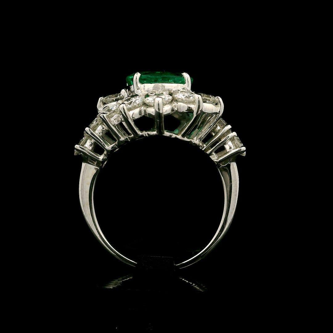 Vintage Platinum 18k Gold 4.24ctw Gia Amazing Oval Emerald & Diamond Ring 9