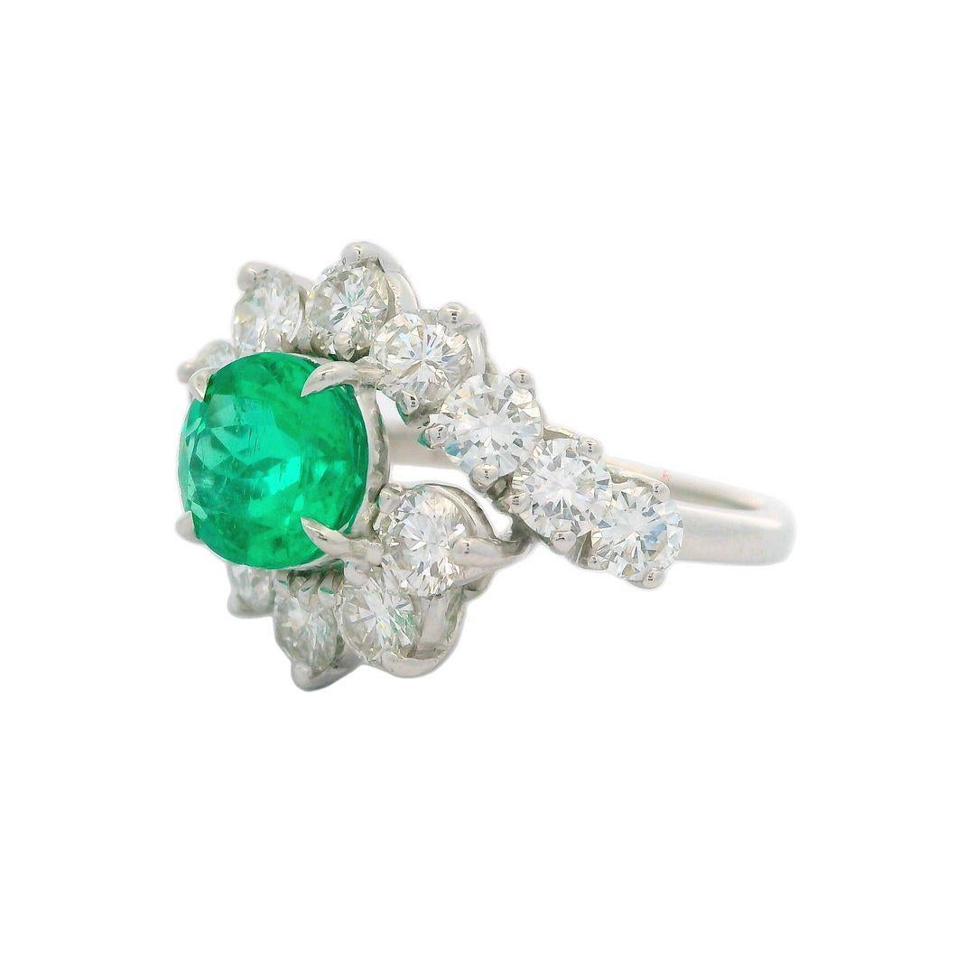 Oval Cut Vintage Platinum 18k Gold 4.24ctw Gia Amazing Oval Emerald & Diamond Ring
