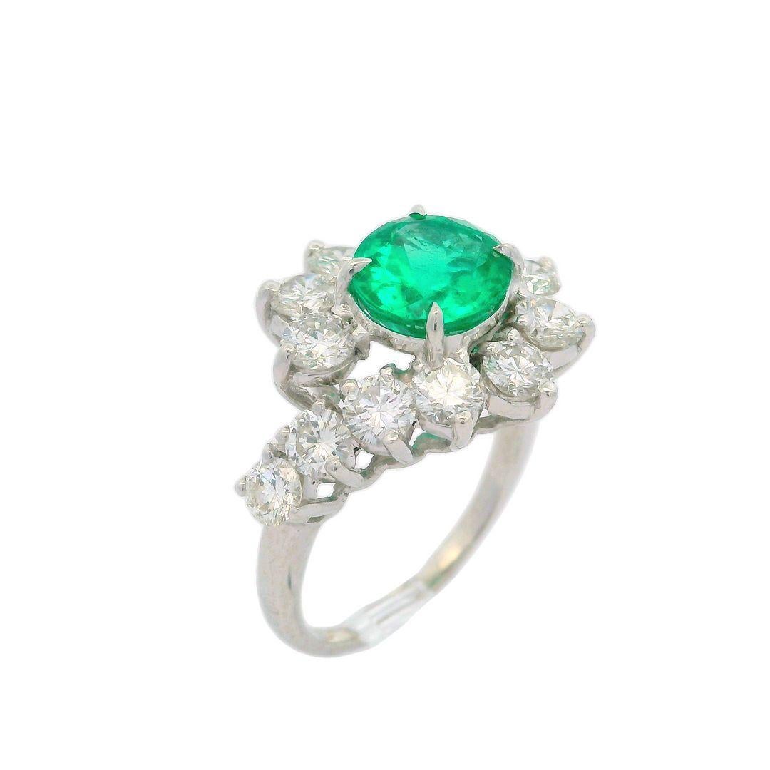 Vintage Platinum 18k Gold 4.24ctw Gia Amazing Oval Emerald & Diamond Ring In Excellent Condition In Montclair, NJ