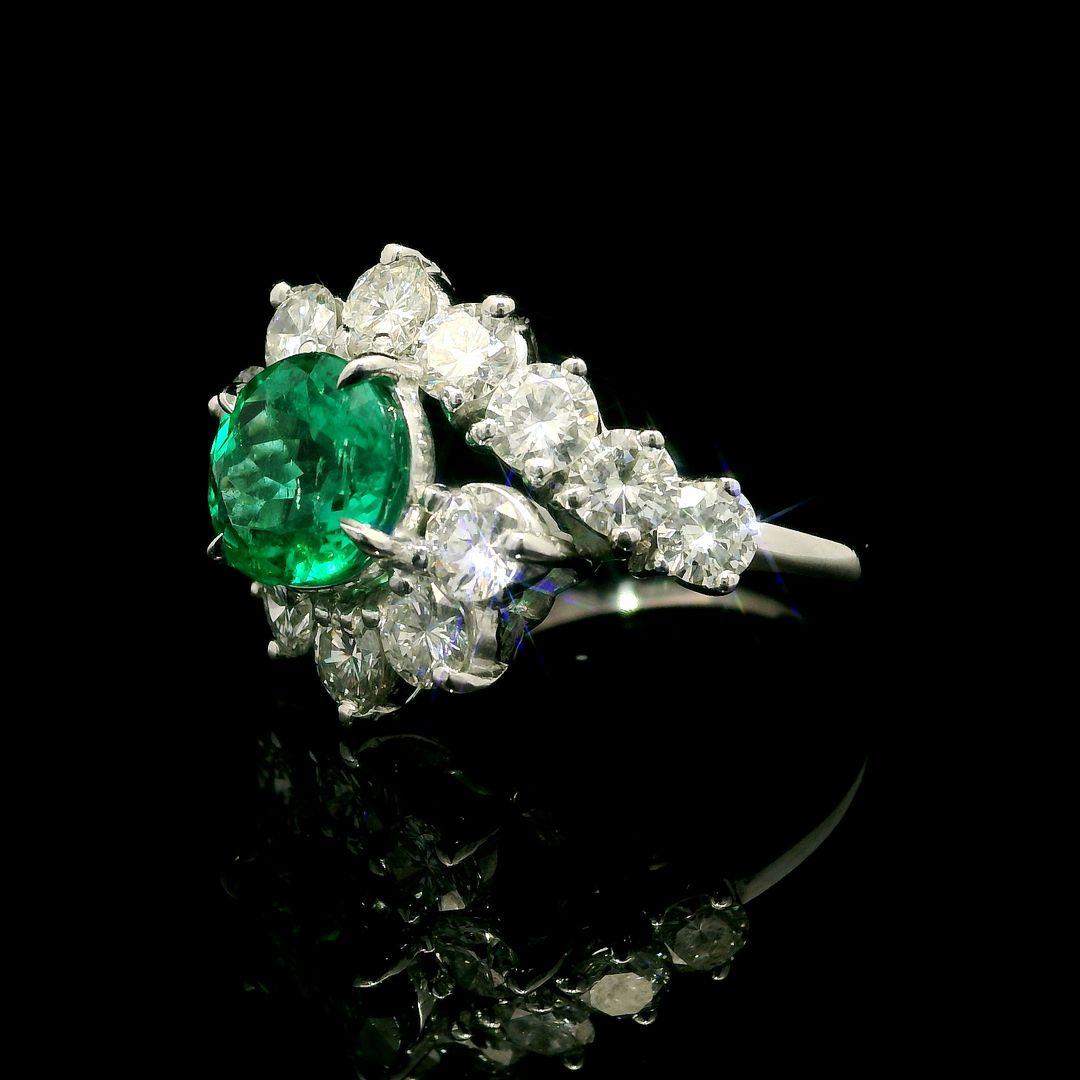 Vintage Platinum 18k Gold 4.24ctw Gia Amazing Oval Emerald & Diamond Ring 3