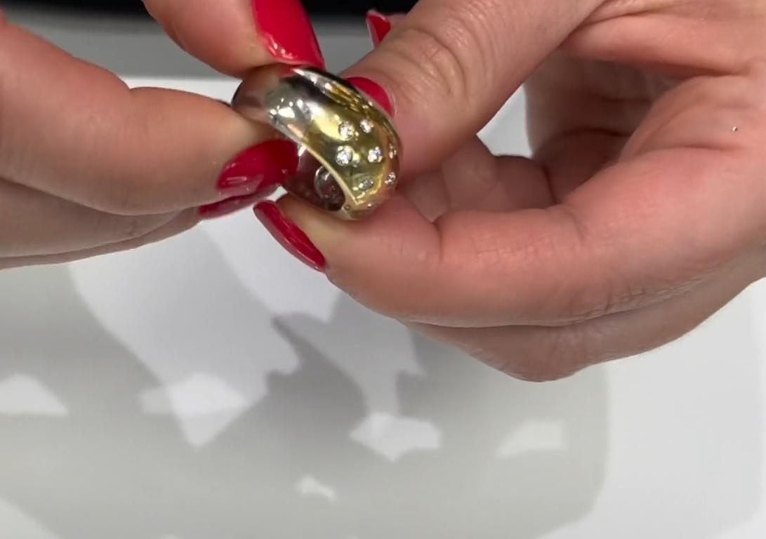 Vintage Platin & 18k Gelbgold Dome Ring mit gebogenem Schaft, ausgestellte Baguetten im Angebot 3