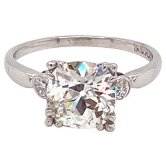 Vintage Platinum 1930s GIA Certified 2.59 Carat Old Mine Diamond Engagement Ring