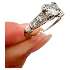 Vintage Platinum, 1940s 0.45 Total Carat Single Stone Diamond Engagement Ring