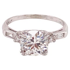 Vintage Platinum 1950s 1.90 Carat Diamond Engagement Ring