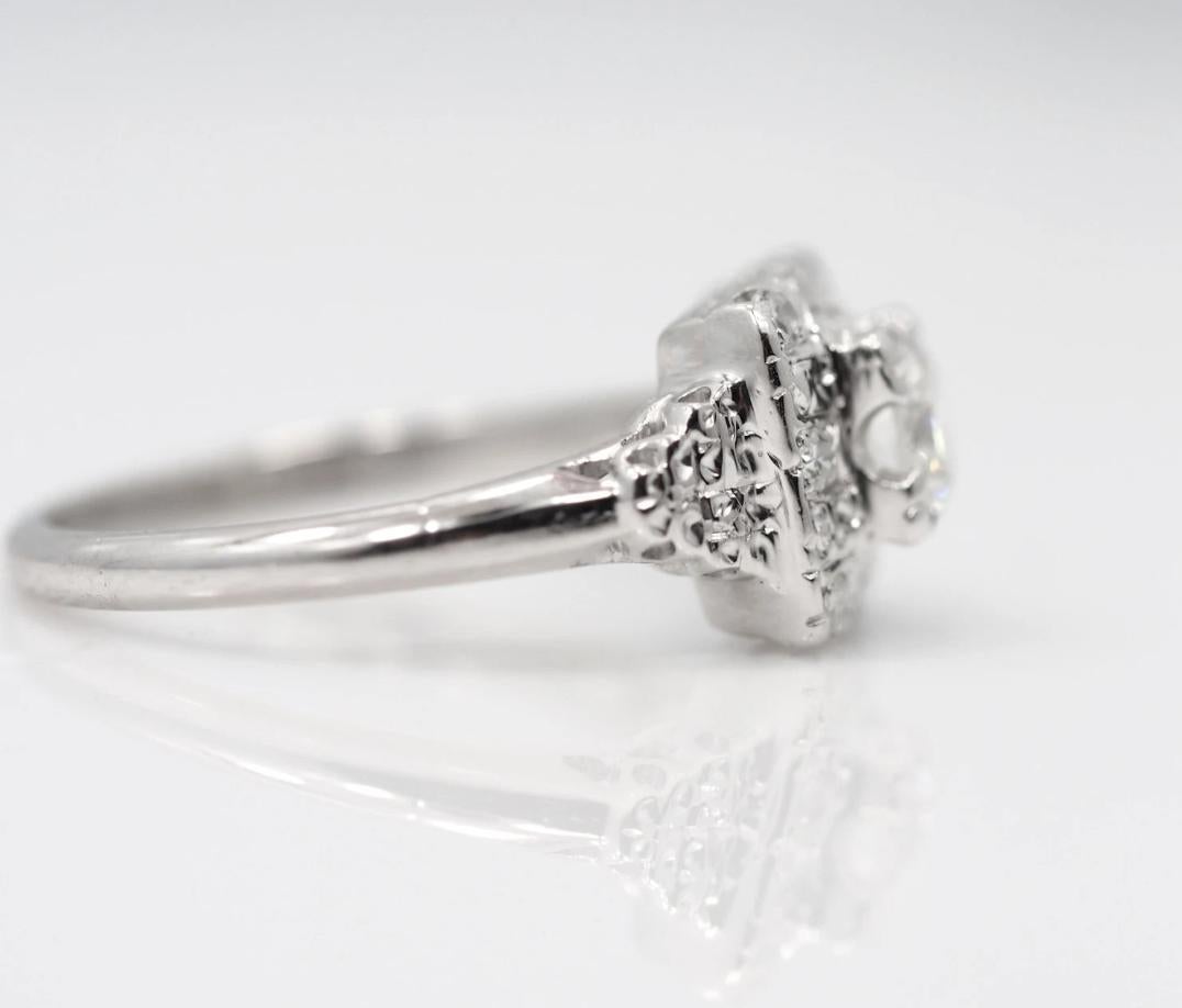 Vintage Platinum 1950's Old Transitional Cut Verlobungsring .50cts VEG#79 (Art déco) im Angebot