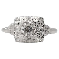 Vintage Platinum 1950's Old Transitional Cut Verlobungsring .50cts VEG#79
