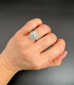 Vintage Platinum, 1980s 2.20 Carat Diamond Daisy Cluster Ring