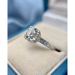 Anello vintage in platino con diamante da 1,99 carati a taglio europeo antico, certificato GIA