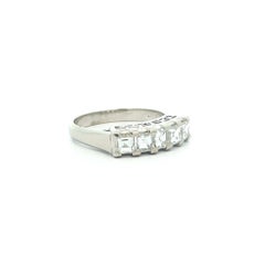 Vintage Platinum 1ctw Carre Square Step Cut Diamond Stack Wedding Band Ring