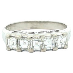Vintage Platinum 1ctw Carre Square Step Cut Diamond Stack Wedding Band Ring