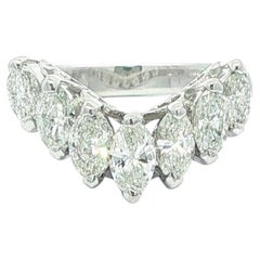 Vintage Platinum 1ctw Marquise Diamond Graduated Pyramid Chevron V Band Ring