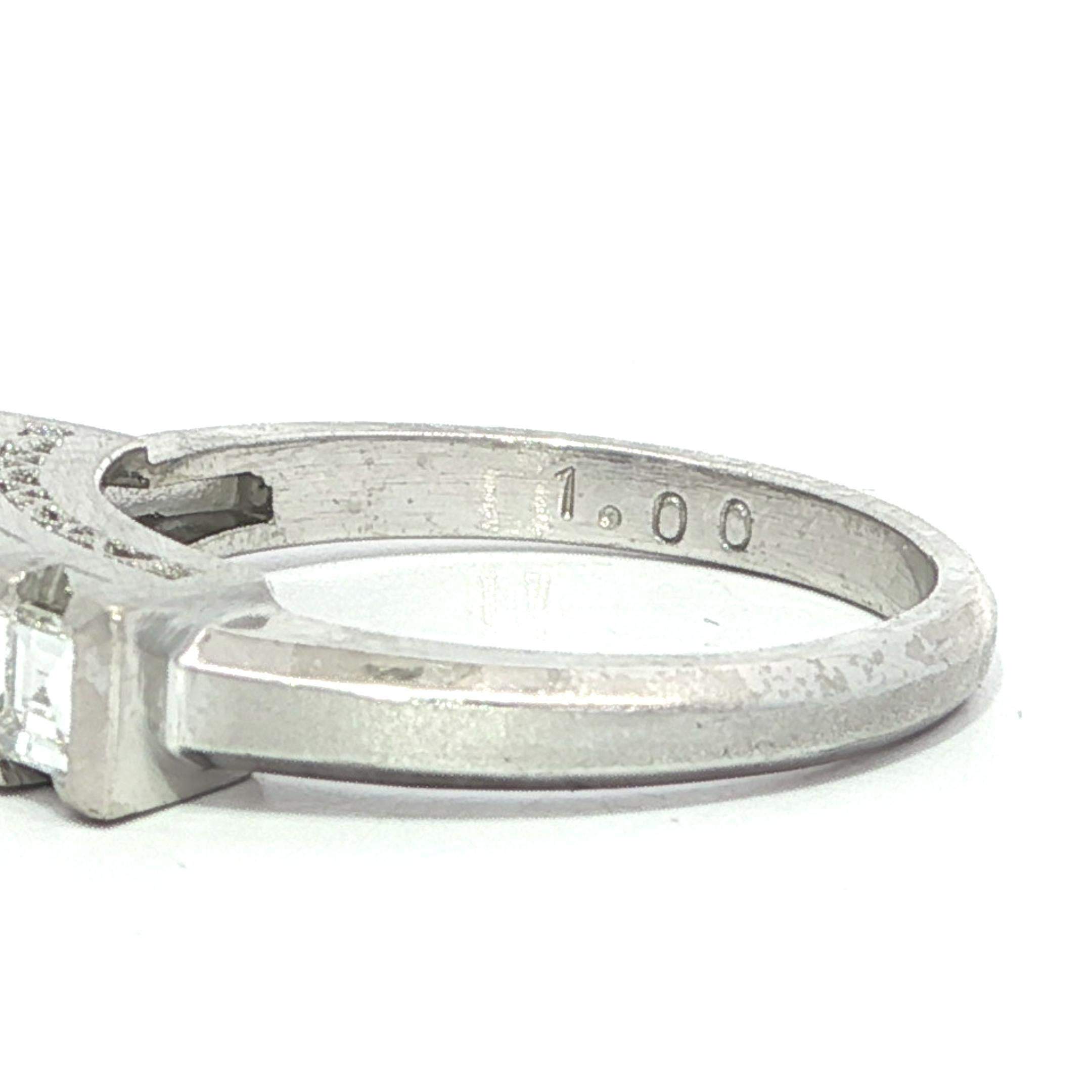Vintage Platinum 1ctw Square Step Cut Carrs Diamond 5 Stone Band Ring im Angebot 6