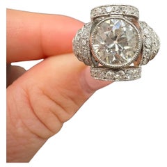 Vintage Platinum, 2 Carat Art Deco Style Diamond Engagement Ring