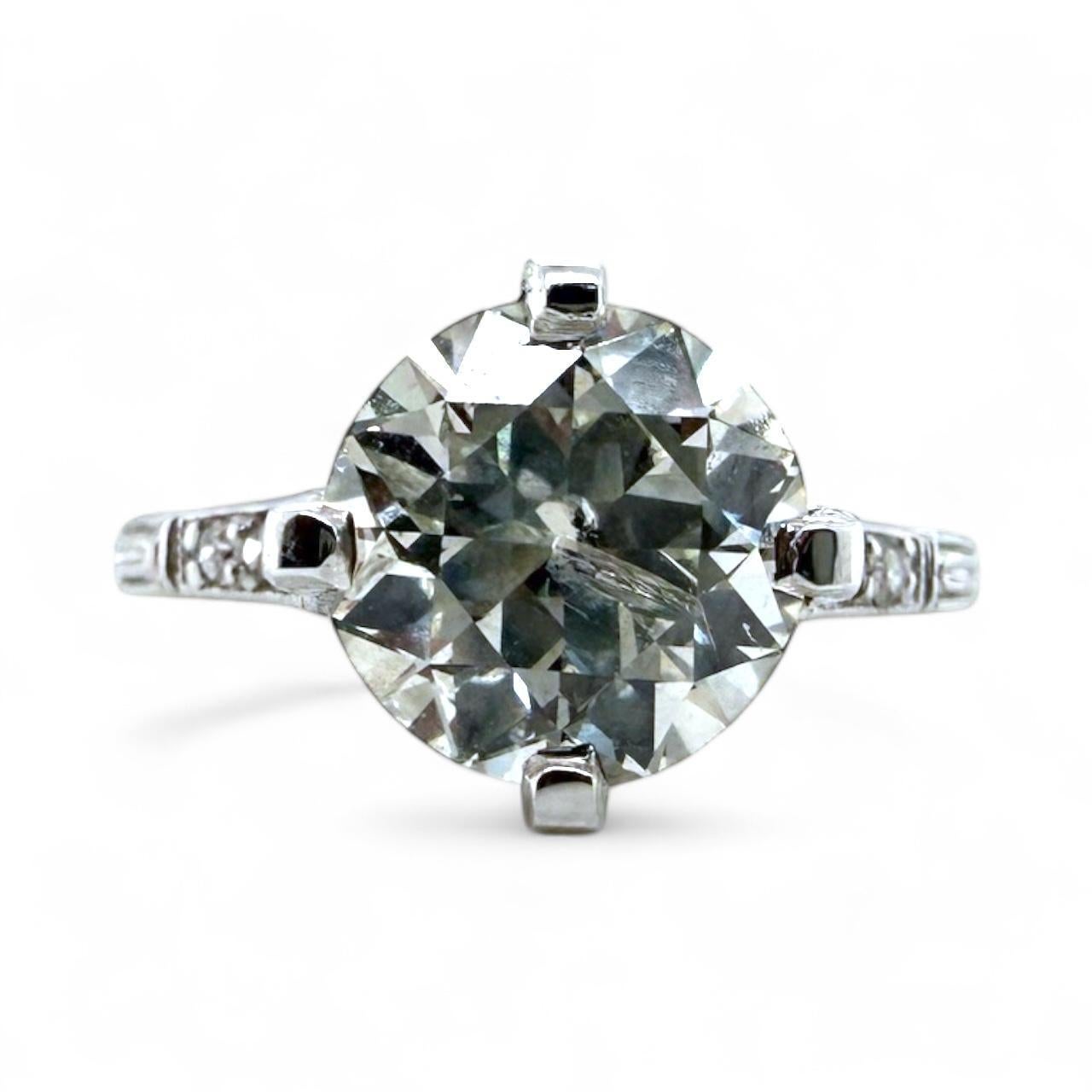 Donna Anello di fidanzamento vintage in platino da 2 carati con diamante vecchio taglio europeo in vendita