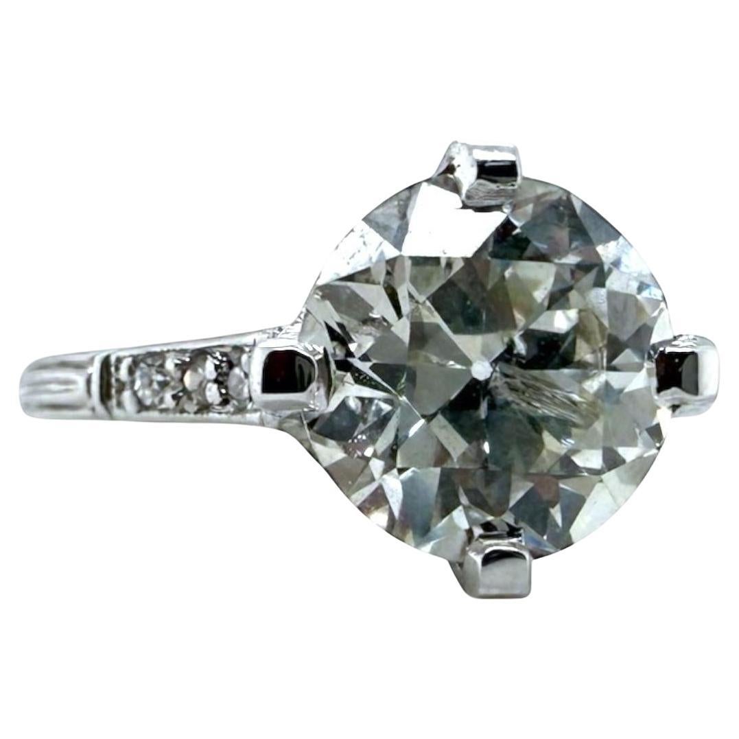 Bague de fiançailles en platine vintage de 2 carat de diamant de taille européenne ancienne