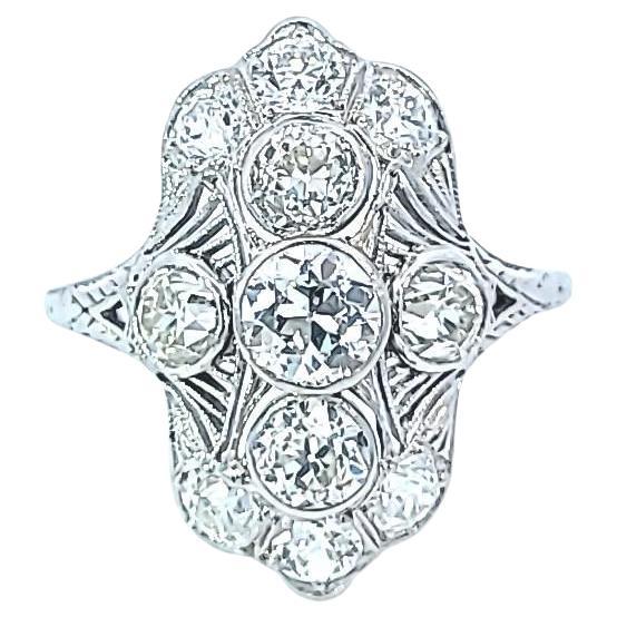 Vintage Platinum 2.15 Carat Diamond Art Deco Ring For Sale