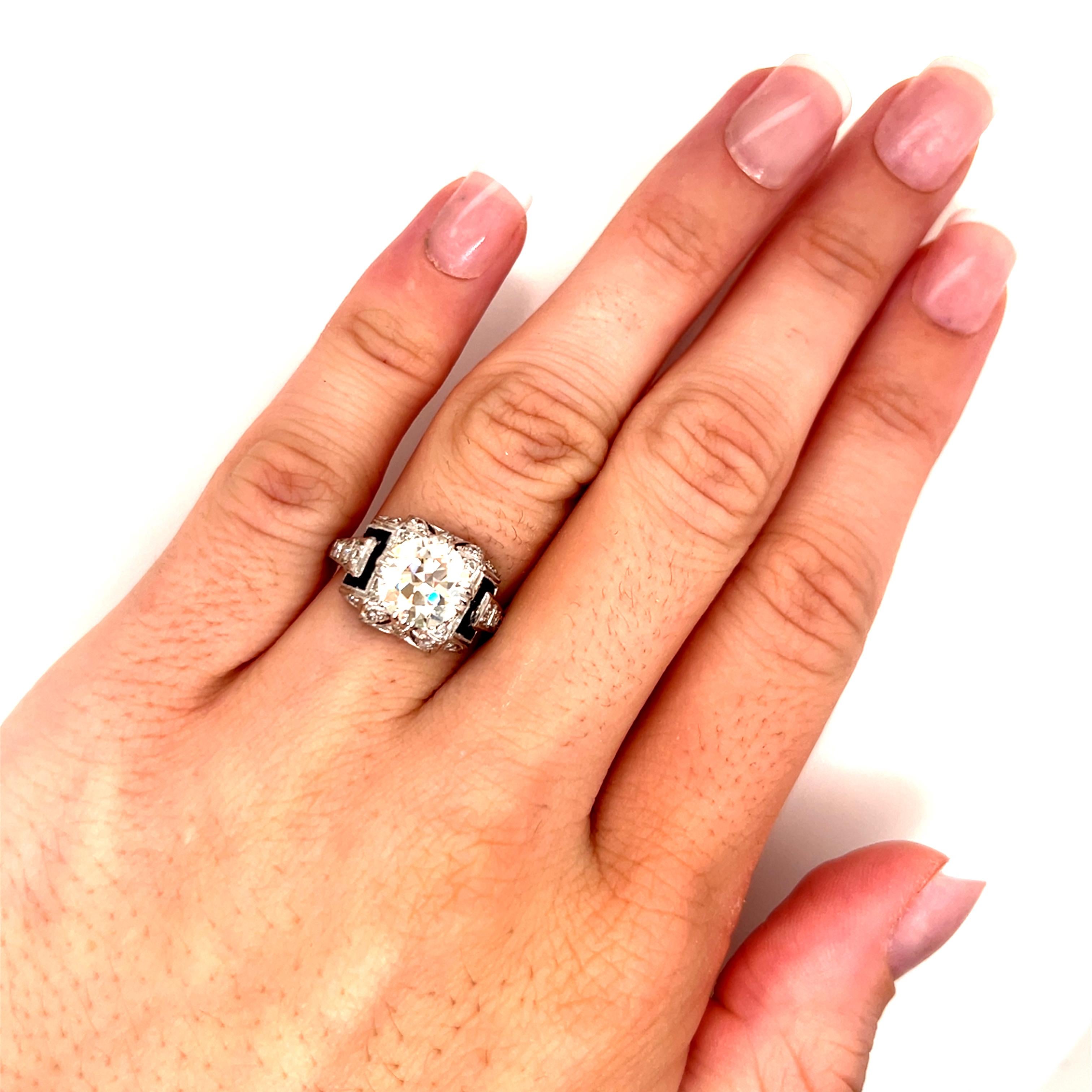 Vintage Platin 2,23 Karat Diamant Art Deco Verlobungsring aus Platin im Angebot 1