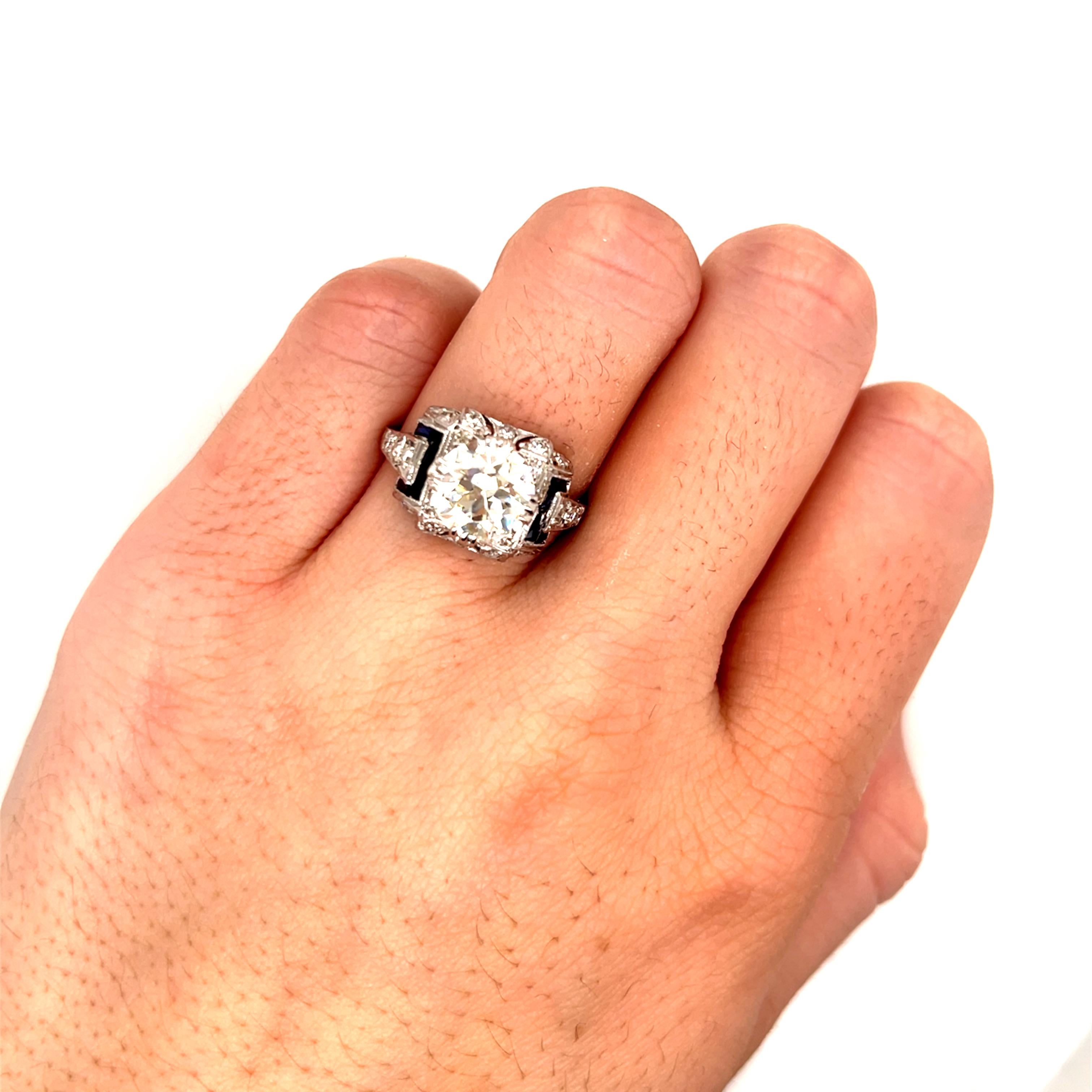 Vintage Platin 2,23 Karat Diamant Art Deco Verlobungsring aus Platin im Angebot 2