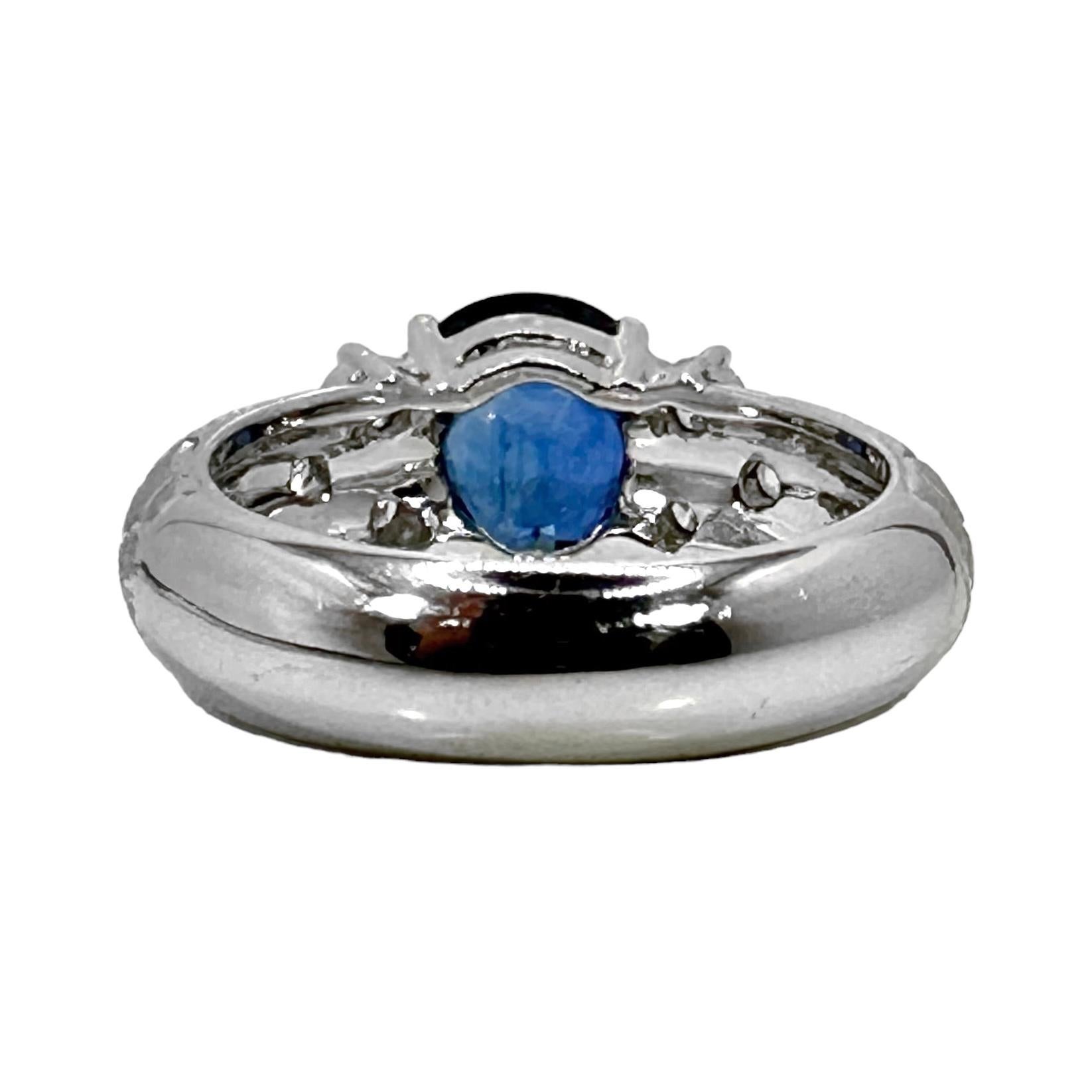 Platinring mit blauem Saphir und Diamant in ovaler Form, 2,33 Karat Damen im Angebot