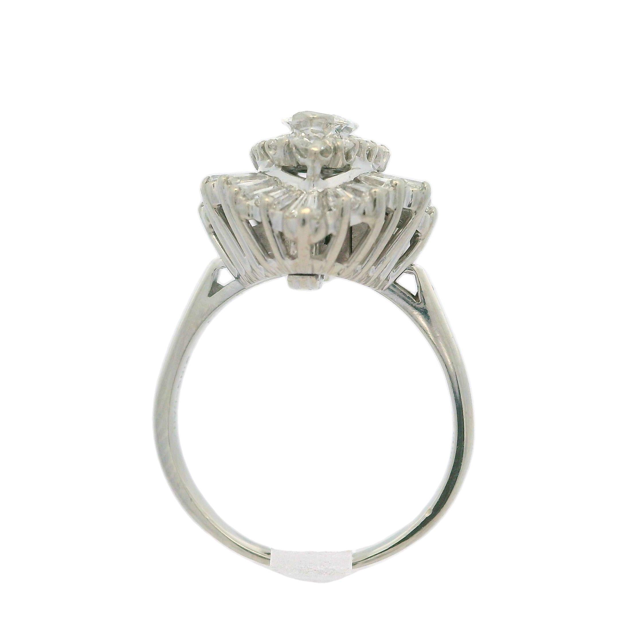 Vintage Platinum 2.43ctw Marquise Diamond Ballerina Ring Pendant Ringdant 7