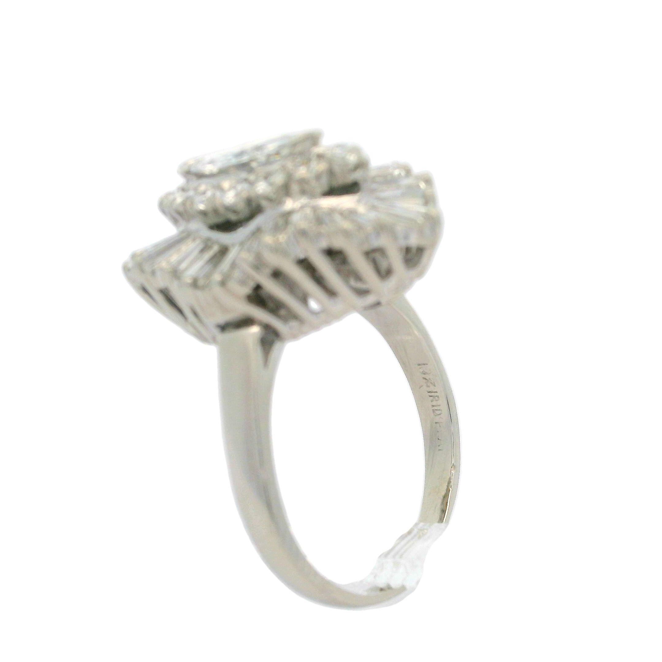 Vintage Platinum 2.43ctw Marquise Diamond Ballerina Ring Pendant Ringdant 8