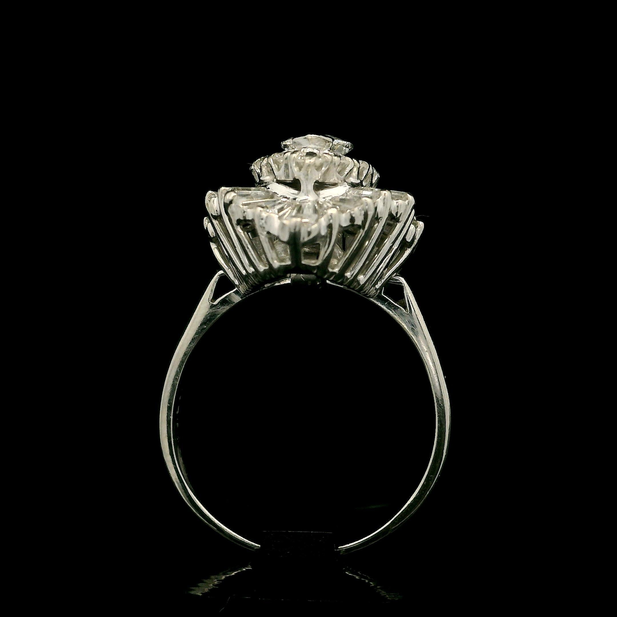 Vintage Platinum 2.43ctw Marquise Diamond Ballerina Ring Pendant Ringdant 1