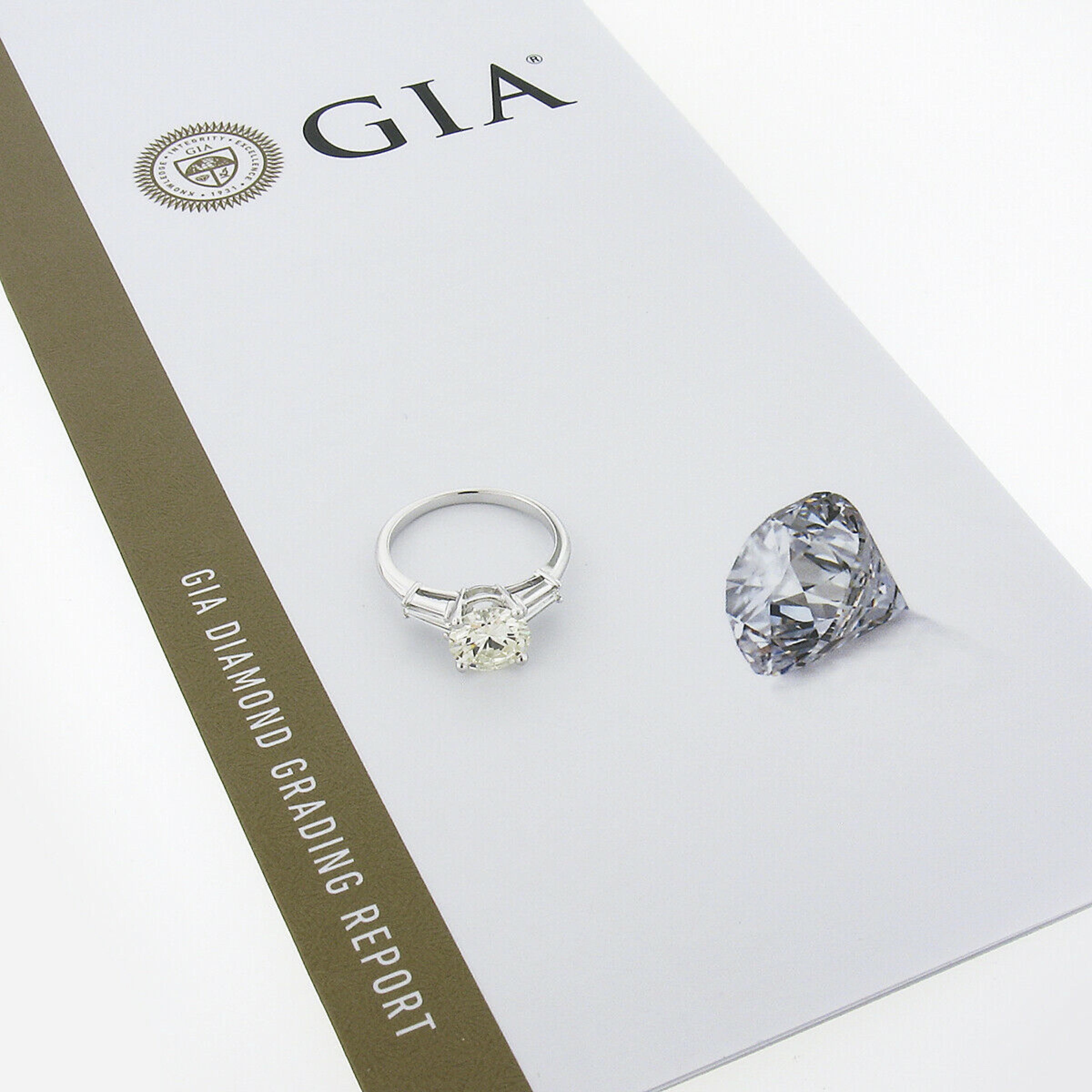 Verlobungsring, Platin 2,4 Karat GIA runder Diamant Solitär Baguette seitlich 5