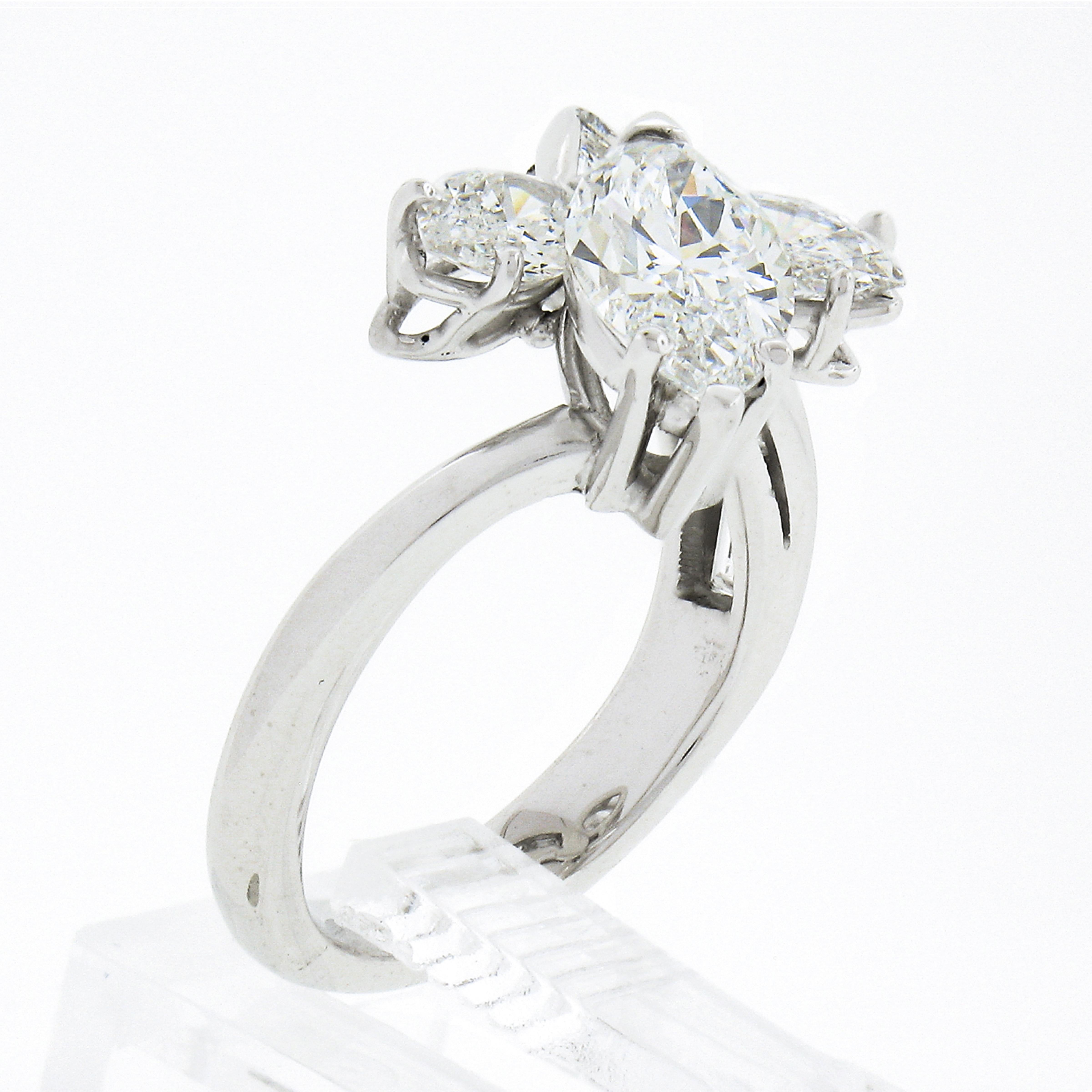 Women's Vintage Platinum 2.53ctw GIA D/IF Marquise Floral Wrap Diamond Baguette Ring For Sale